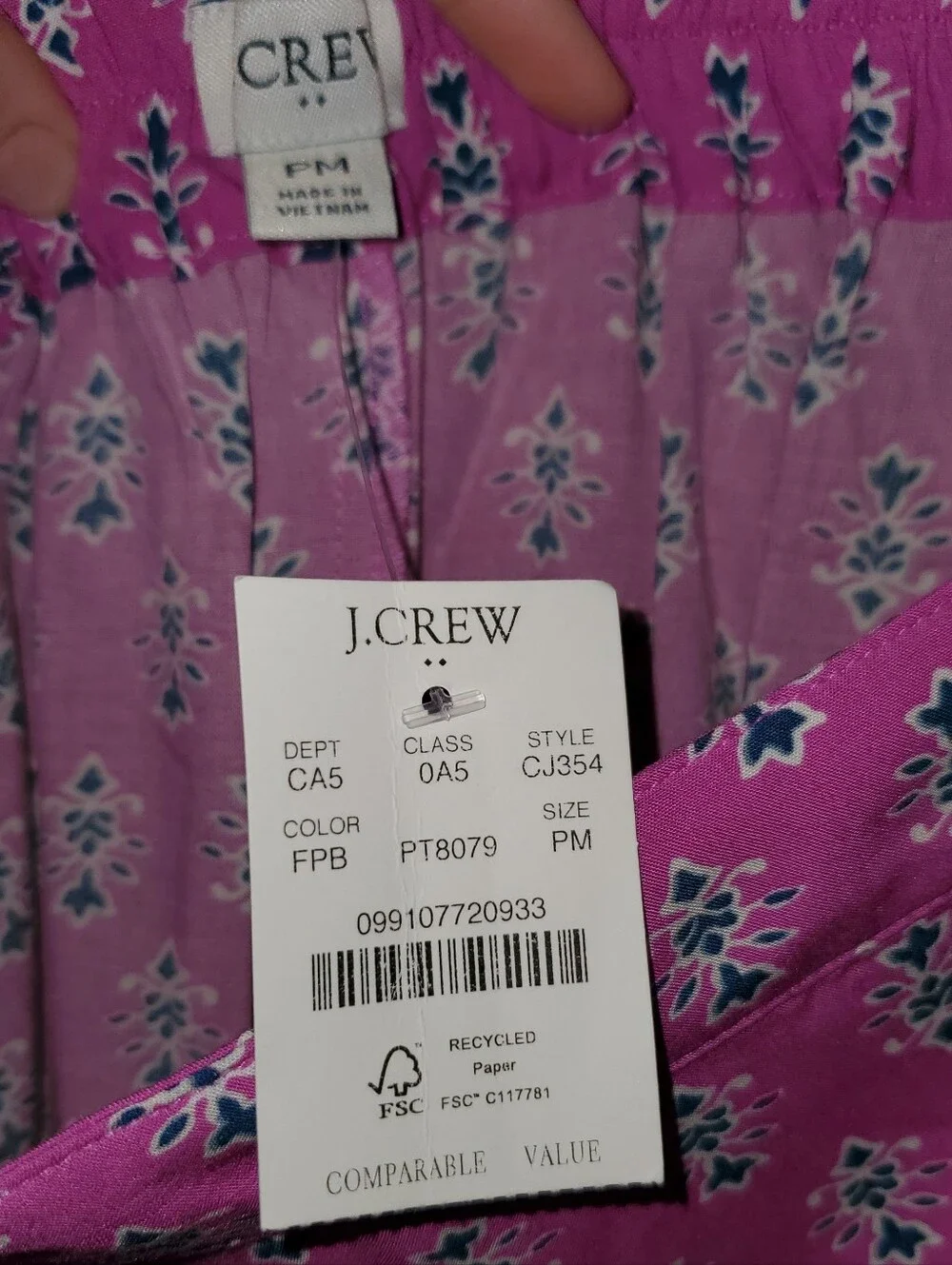 J. Crew Pink Scroll Printed Faux Wrap Midi Skirt, Petite Medium